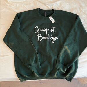 Green Sweatshirt with White Embroidery - Greenpoint Brooklyn
Brand new with tags
